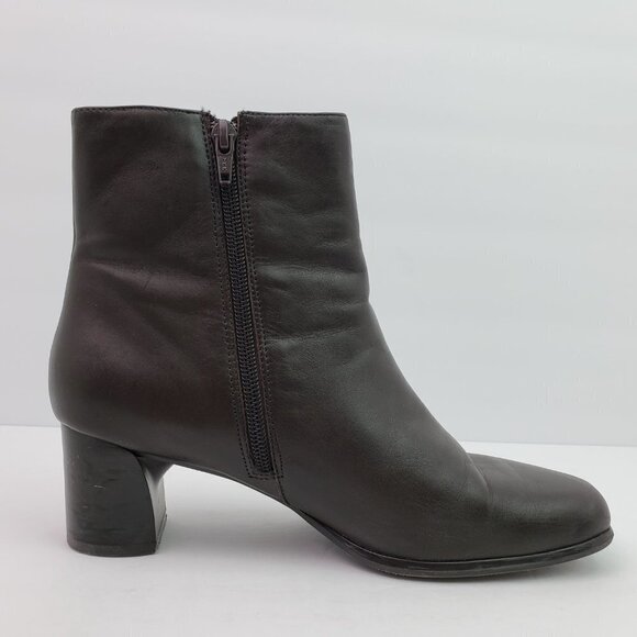 Laura Scott Justine Womens Size 8.5 Brown Leather Side Zip Ankle Booties Boots - Picture 4 of 14
